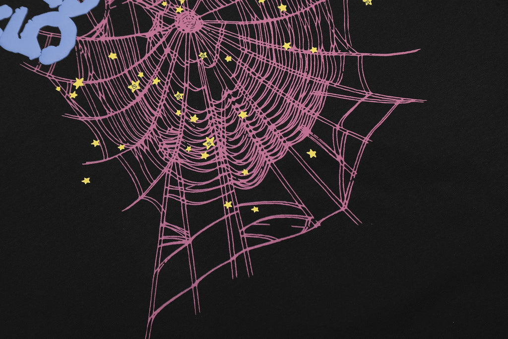 Sp5der 666 Spiderweb Graphic T-Shirt in Black — fabric_closeup
