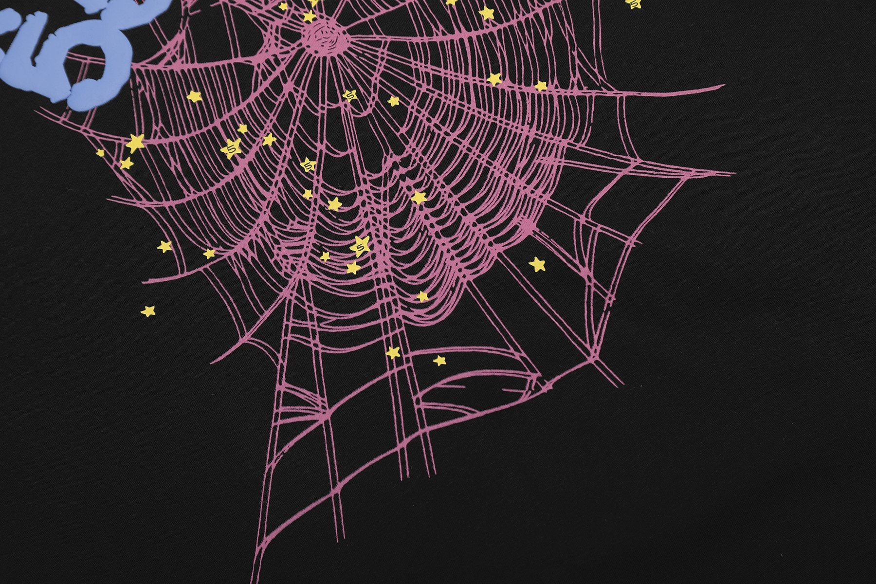 Sp5der 666 Spiderweb Graphic T-Shirt in Black — fabric_closeup