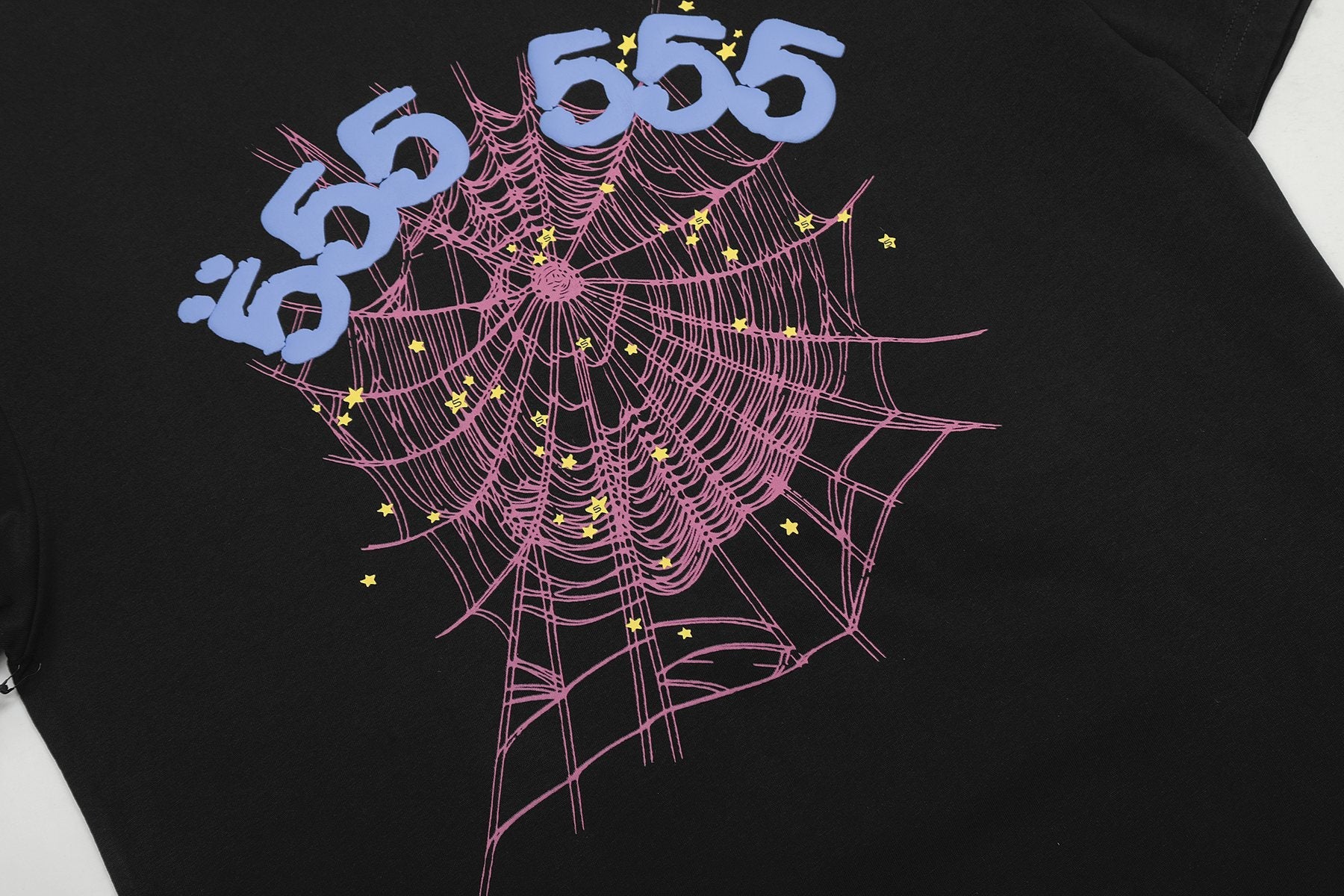 Sp5der 666 Spiderweb Graphic T-Shirt in Black — detail