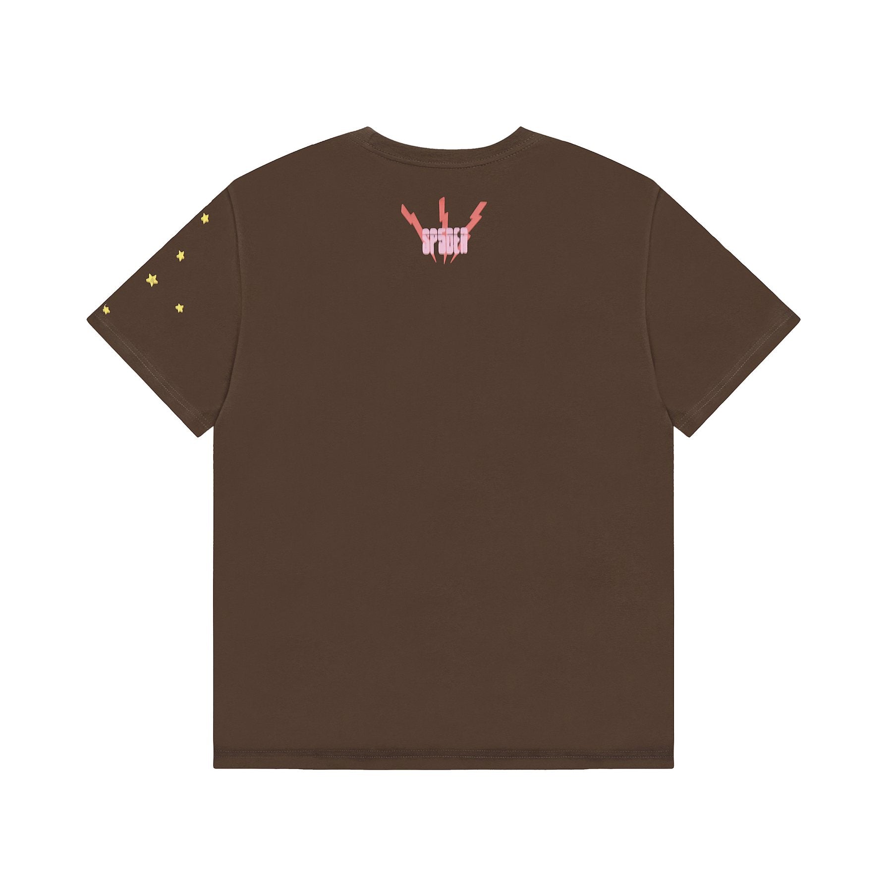 Sp5der Brown Spiderweb Star Graphic T-Shirt — back