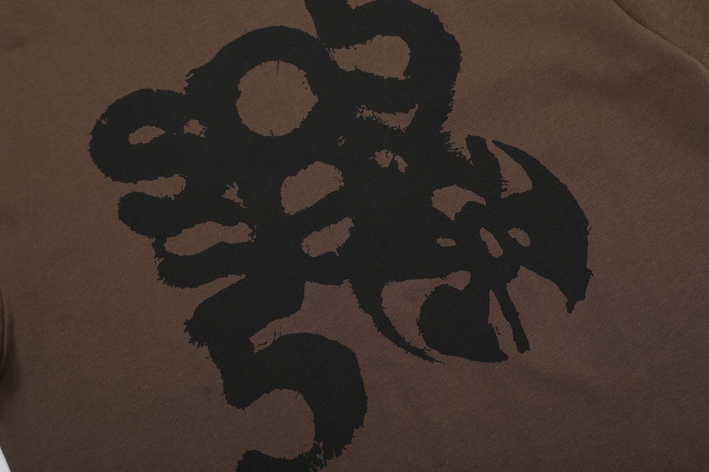Sp5der Brown Graphic T-Shirt — detail