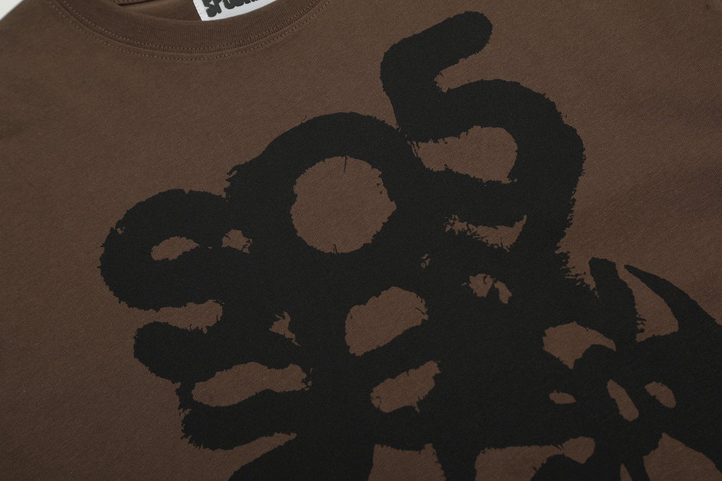 Sp5der Brown Graphic T-Shirt — detail