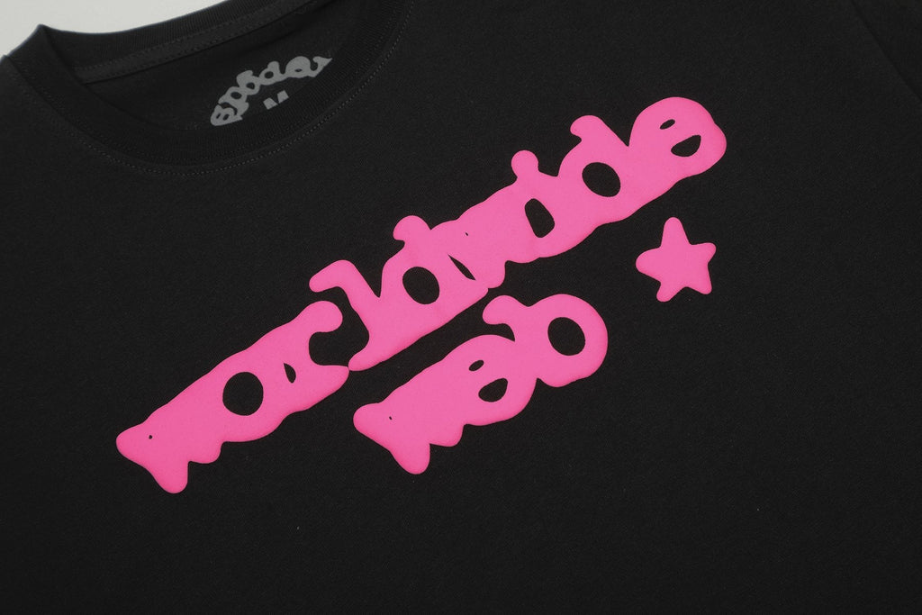 Sp5der Pink Spiderweb Graphic Short-Sleeve T-Shirt — detail