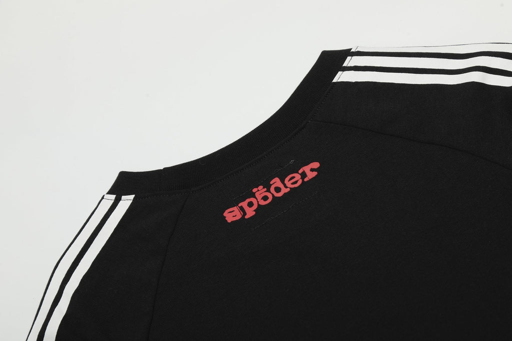Sp5der Striped Raglan Graphic T-Shirt — detail