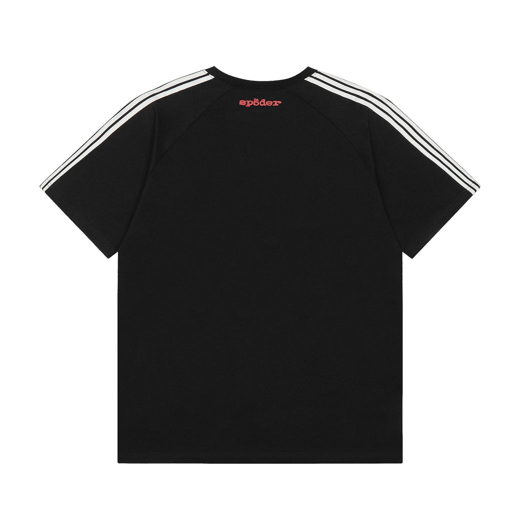 Sp5der Striped Raglan Graphic T-Shirt — back