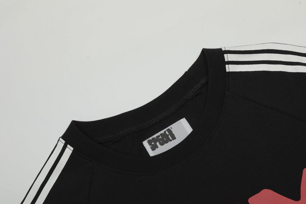 Sp5der Striped Raglan Graphic T-Shirt — detail