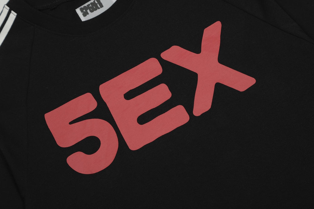 Sp5der Striped Raglan Graphic T-Shirt — detail