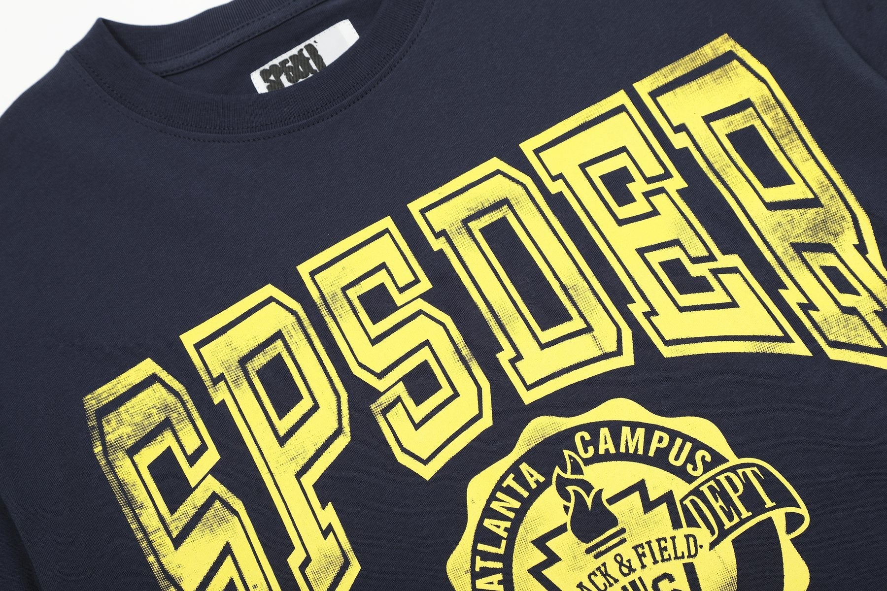 Sp5der Yellow Front Graphic Navy T-Shirt — detail