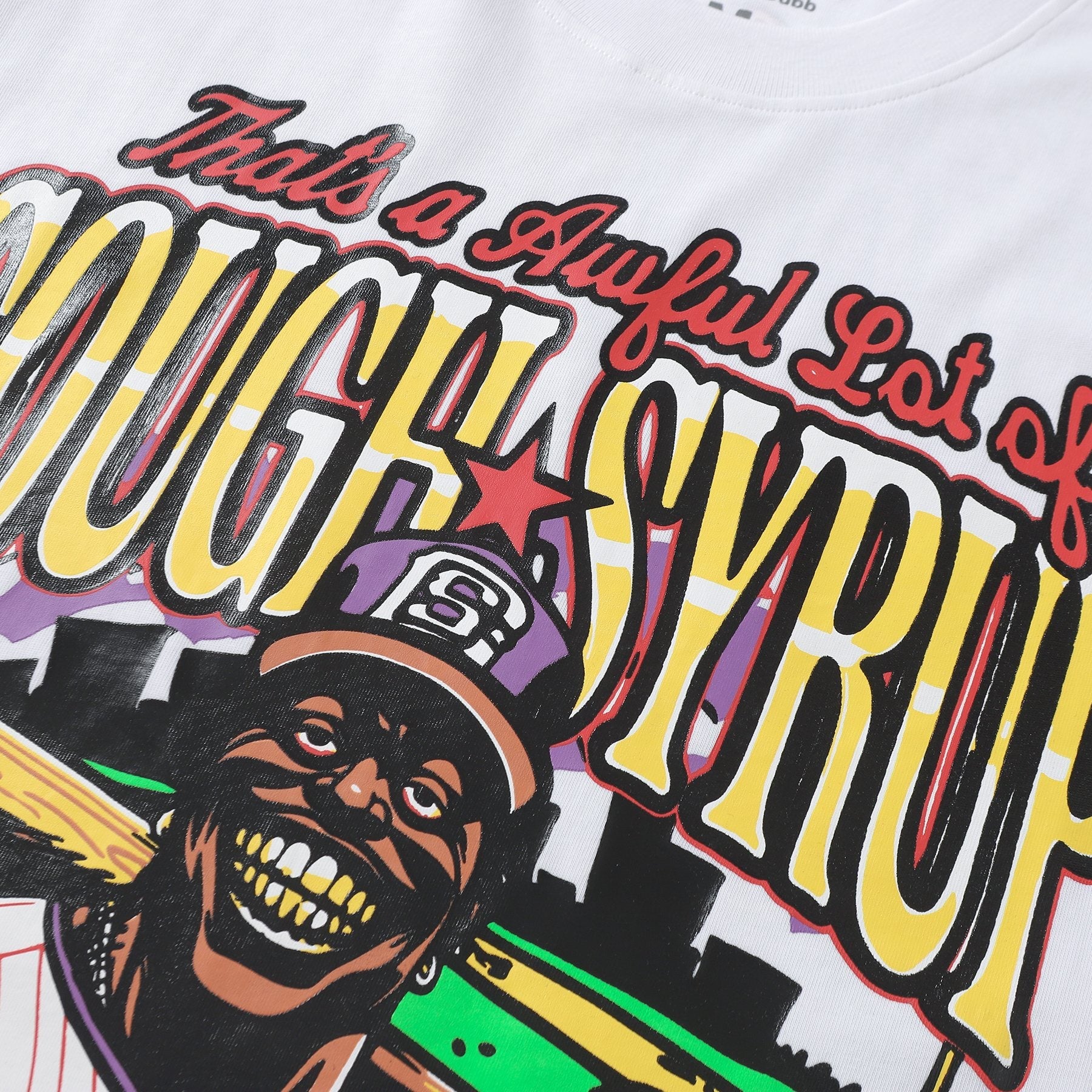 THAT'S A AWFUL LOT OF COUGH SYRUP Baseball Graphic T-Shirt — detail