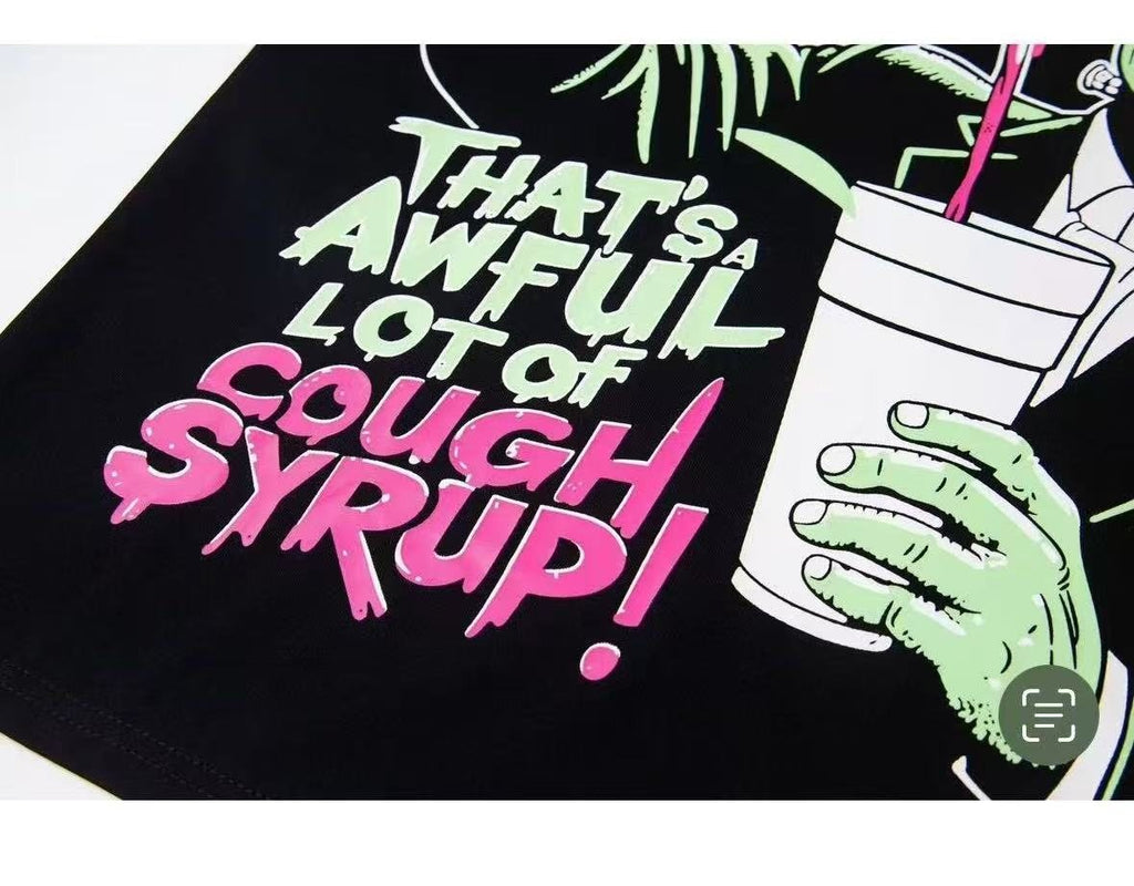THAT'S A AWFUL LOT OF COUGH SYRUP Frankenstein Graphic T-Shirt — detail