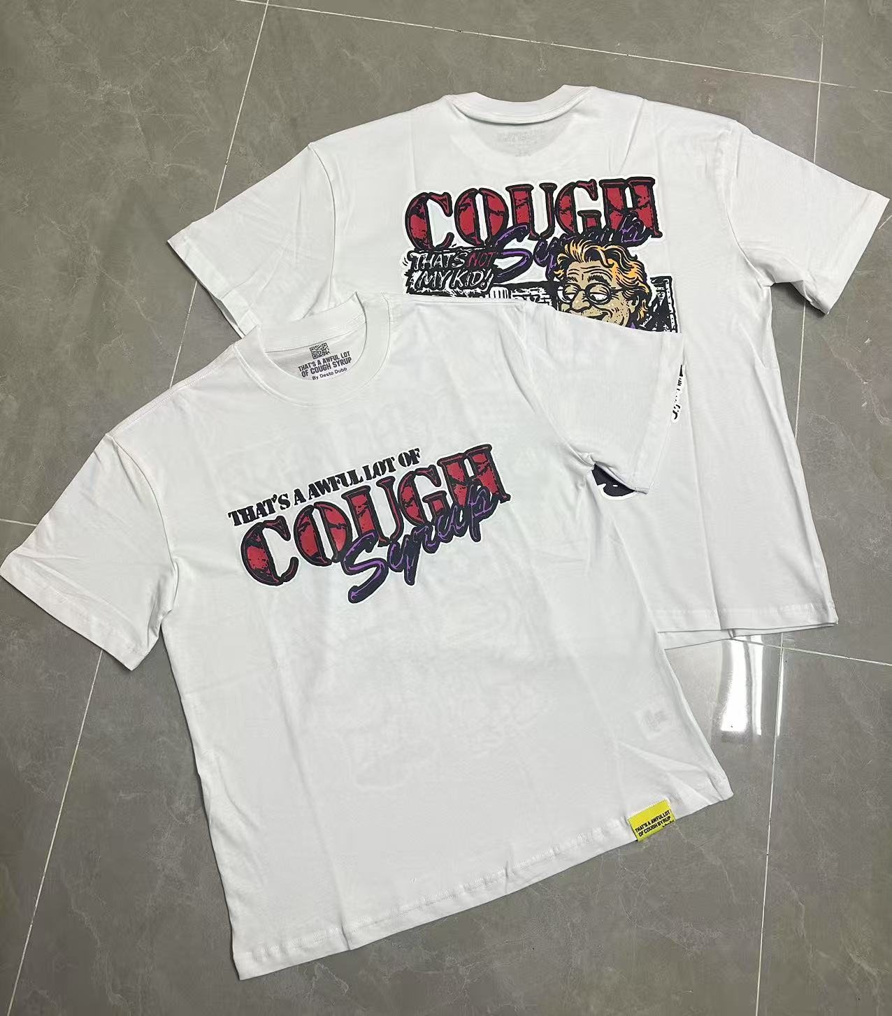 THAT'S A AWFUL LOT OF COUGH SYRUP Chest & Back Graphic T-Shirt — context