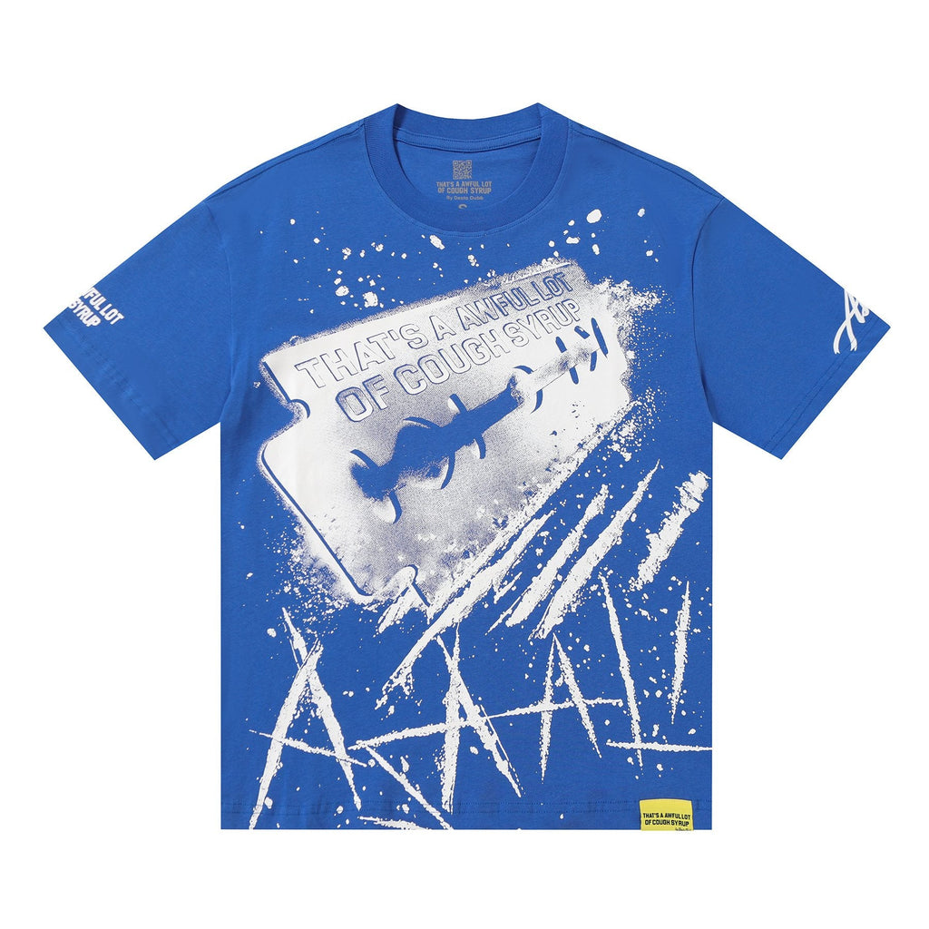 THAT'S A AWFUL LOT OF COUGH SYRUP Blue Graphic T-Shirt — front
