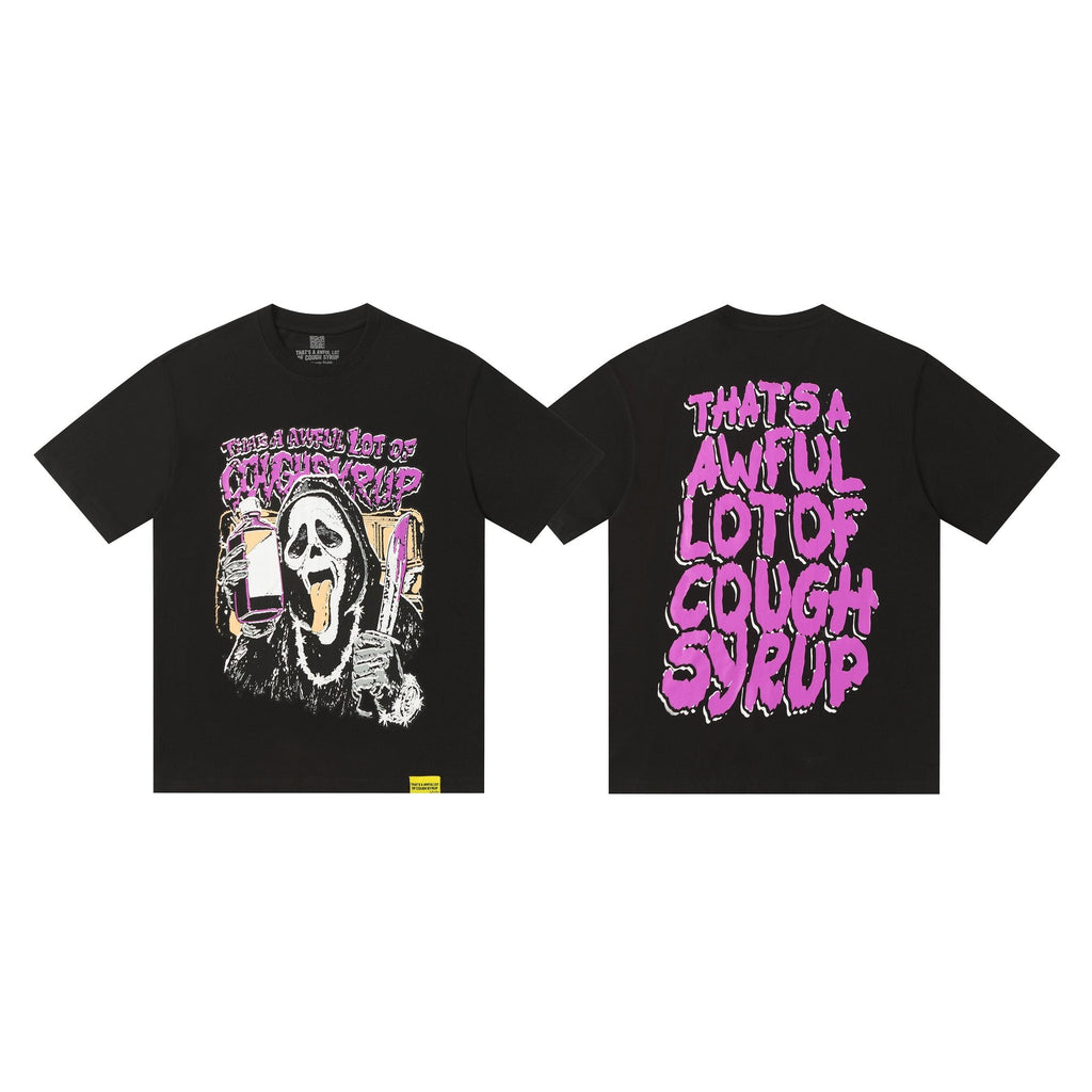 THAT'S A AWFUL LOT OF COUGH SYRUP Black Front & Back Graphic T-Shirt — hero
