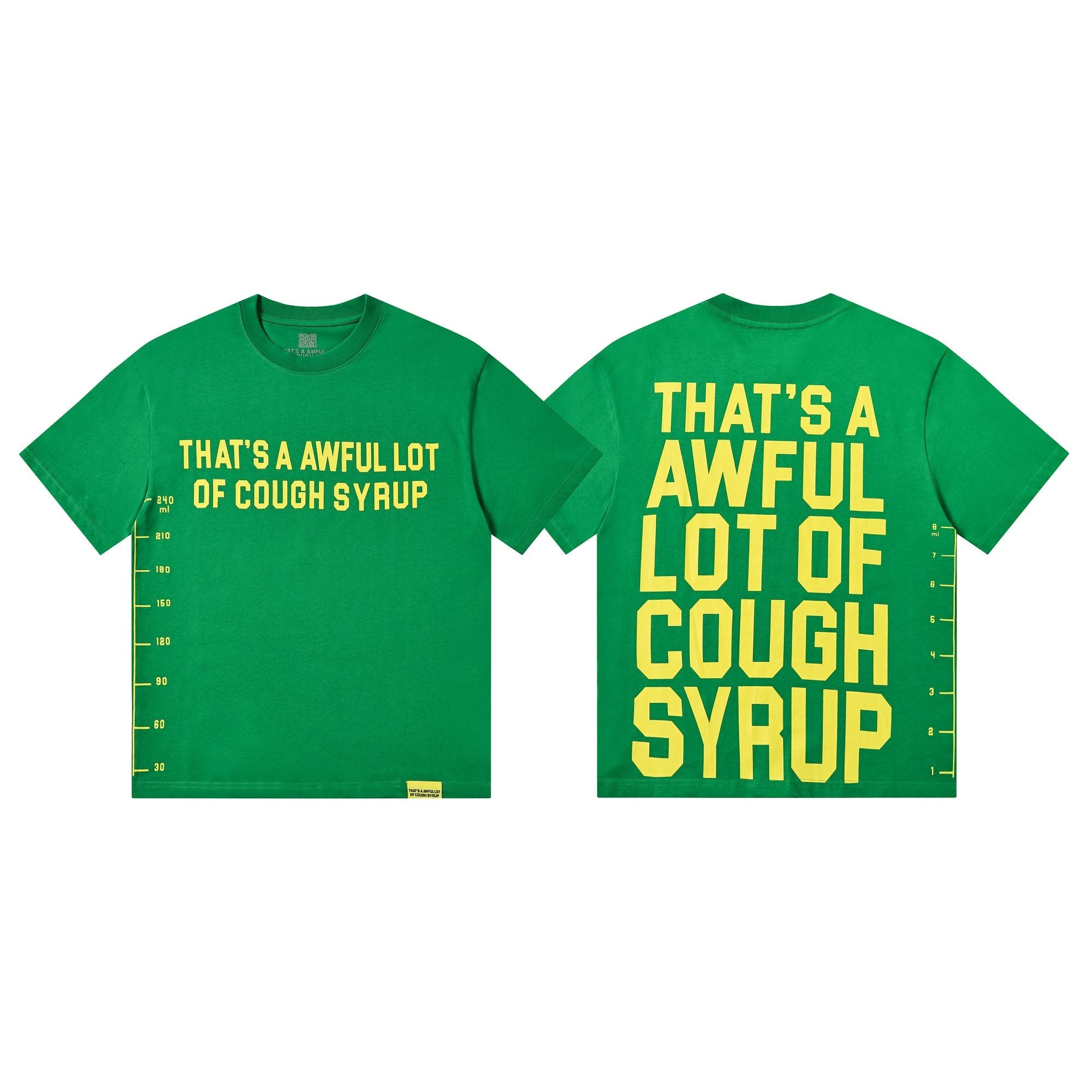 THAT'S A AWFUL LOT OF COUGH SYRUP Yellow Wordmark Short-Sleeve T-Shirt — comparison