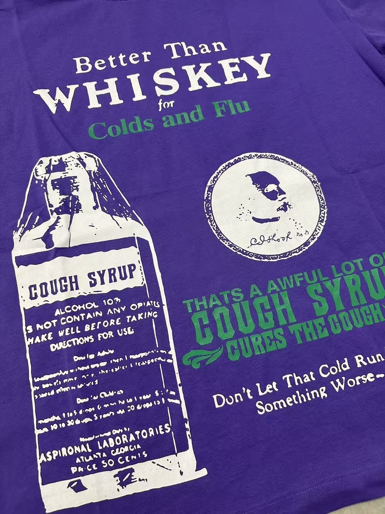 THAT'S A AWFUL LOT OF COUGH SYRUP Purple Front & Back Graphic T-Shirt — detail