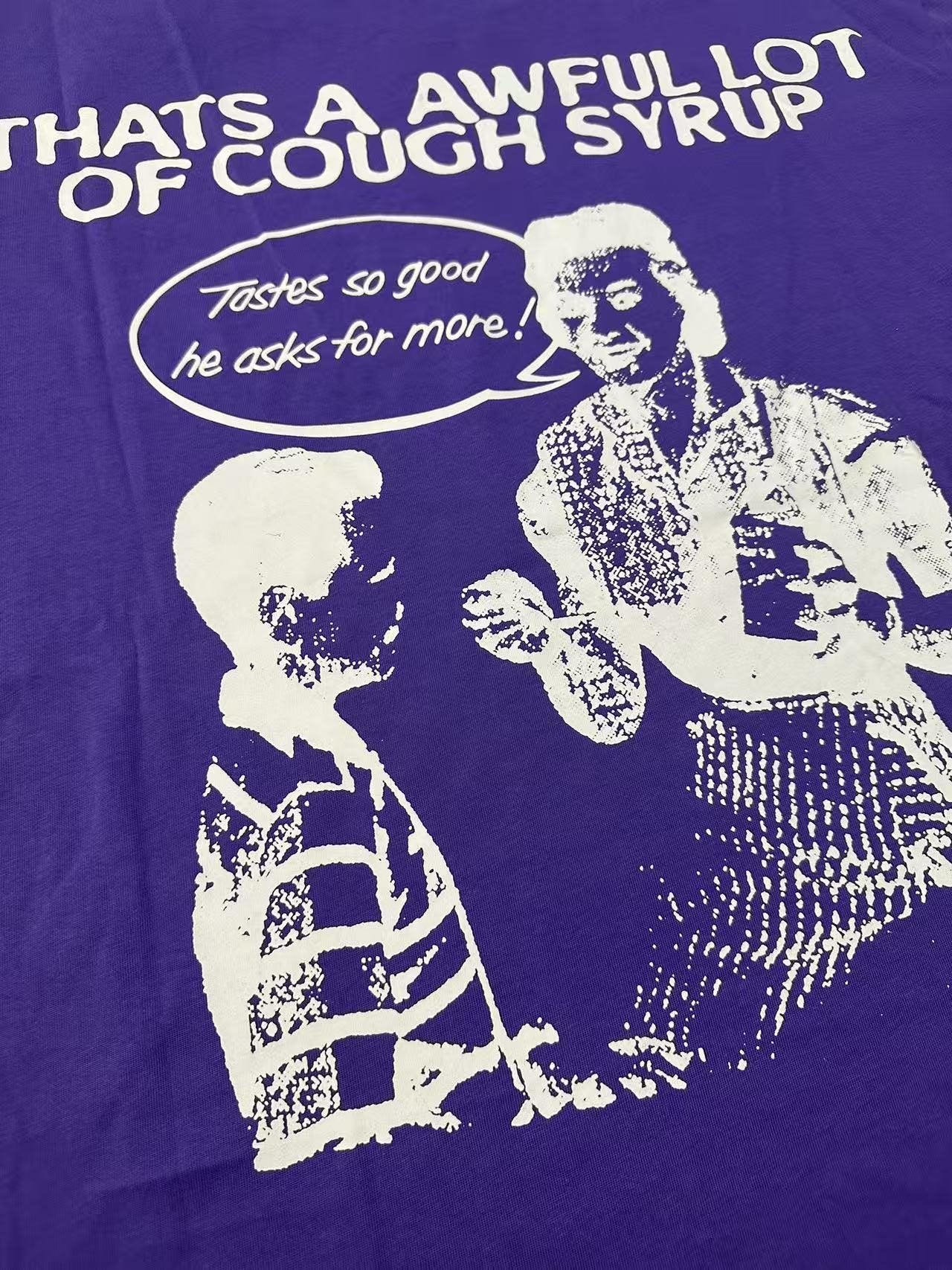 THAT'S A AWFUL LOT OF COUGH SYRUP Purple Front & Back Graphic T-Shirt — detail