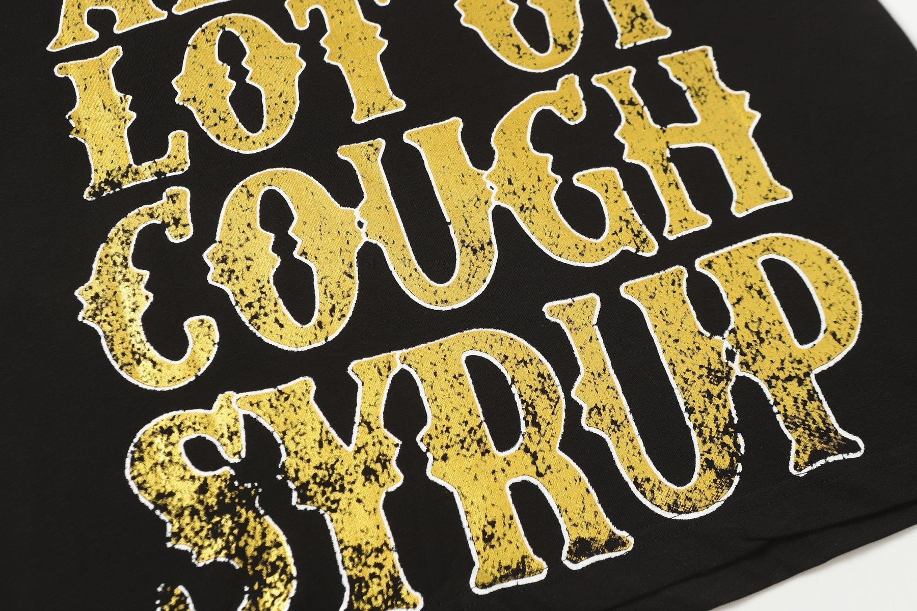 THAT'S A AWFUL LOT OF COUGH SYRUP Black Front & Back Graphic Short-Sleeve T-Shirt — detail