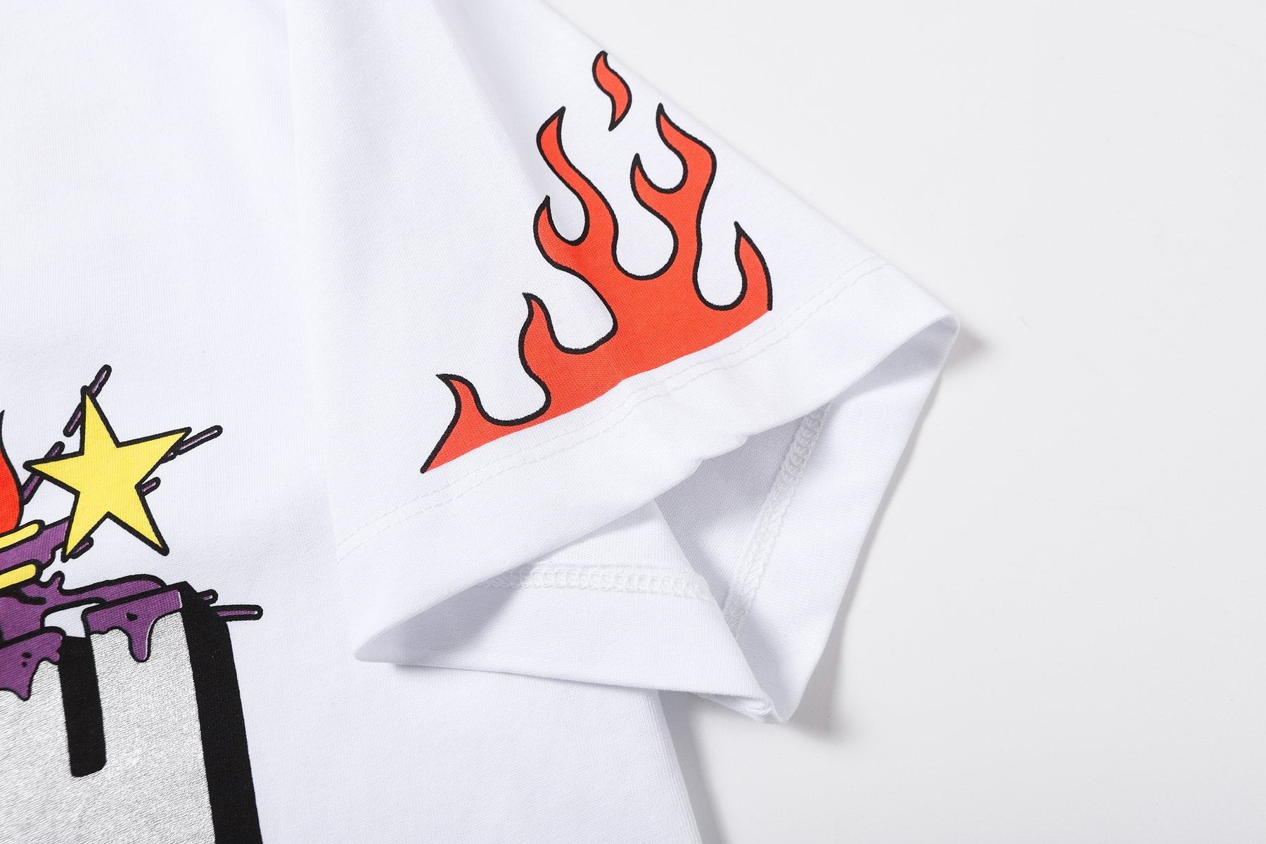 THAT'S A AWFUL LOT OF COUGH SYRUP Flame Graphic Short-Sleeve T-Shirt — detail