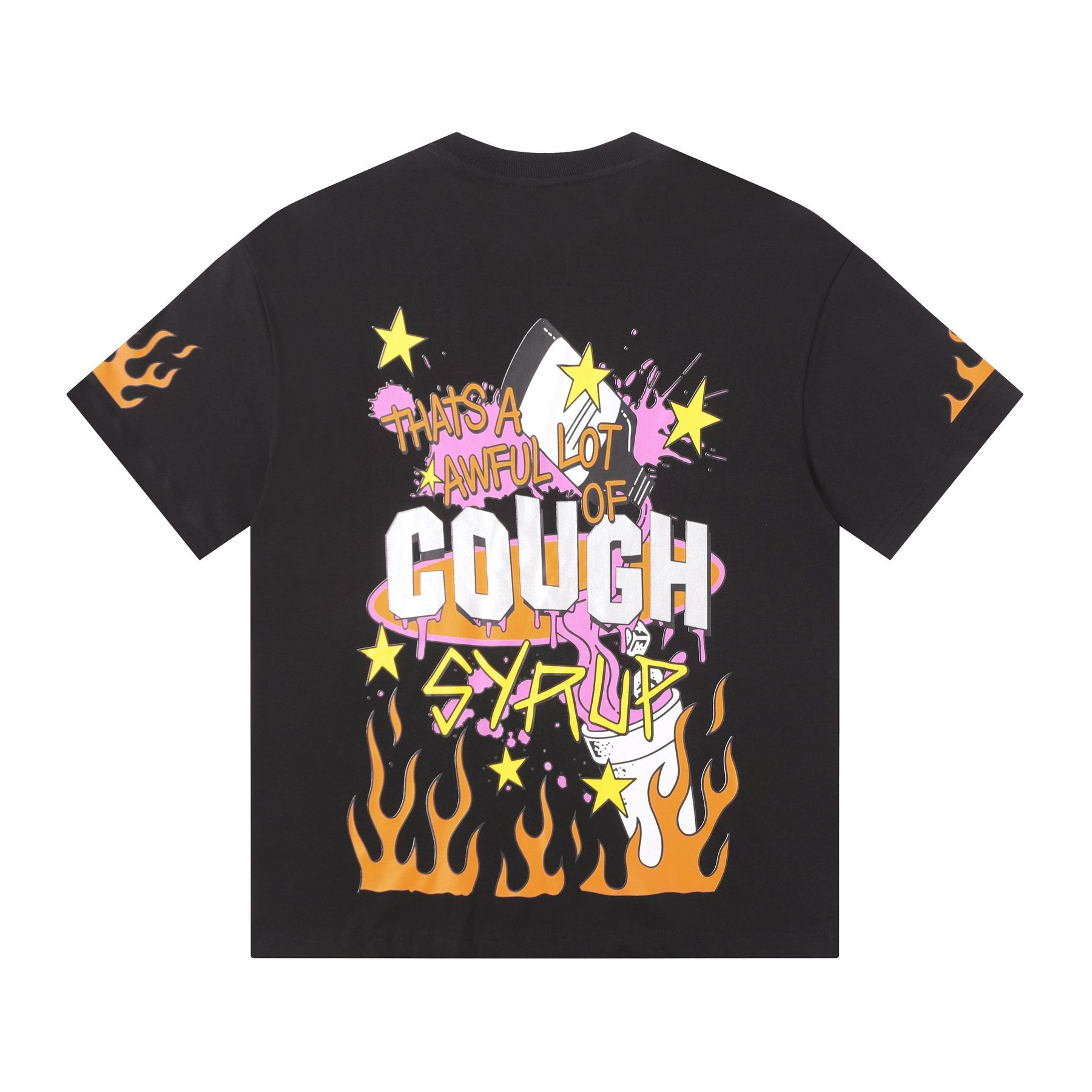 THAT'S A AWFUL LOT OF COUGH SYRUP Flame Graphic Short-Sleeve T-Shirt — back