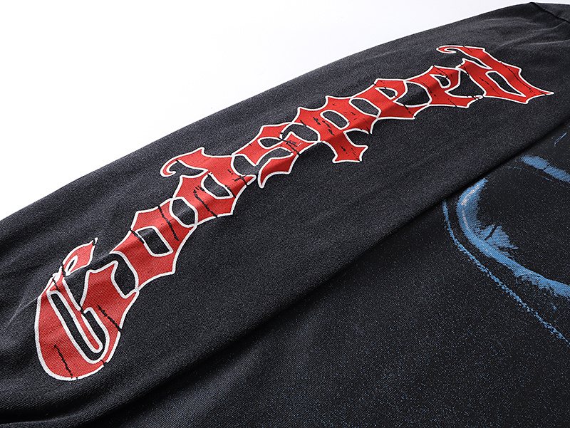 Godspeed Washed Black Graphic Long-Sleeve T-Shirt — detail