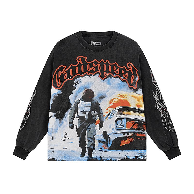 Godspeed Out of Many One Astronaut Graphic Long-Sleeve T-Shirt — hero