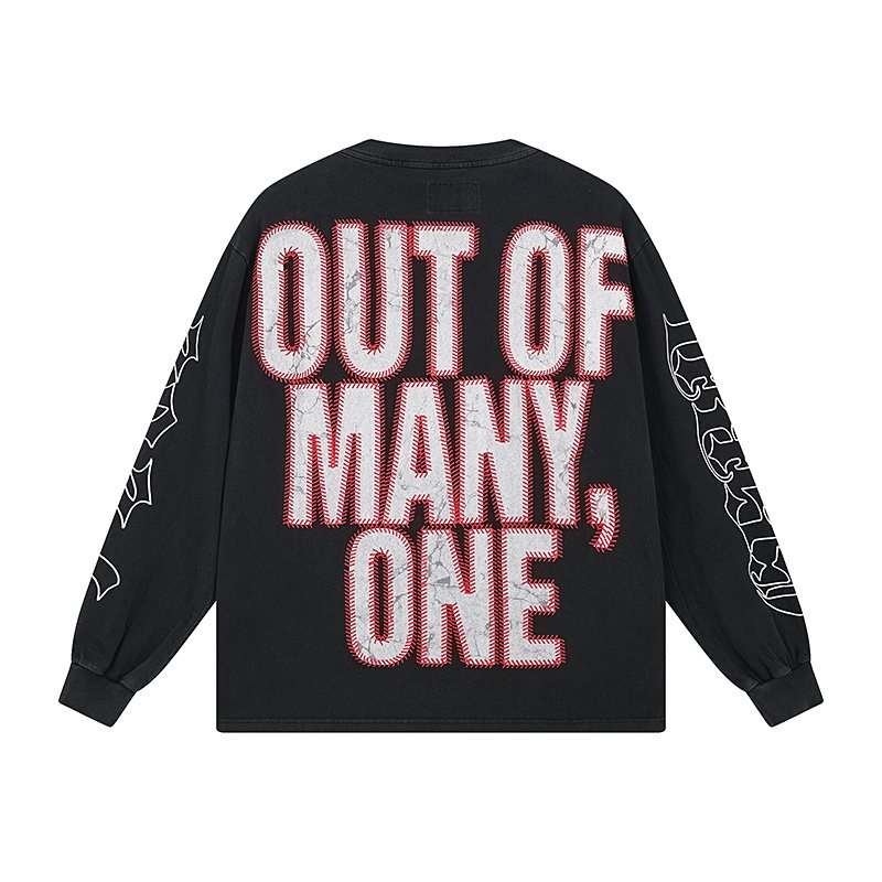 Godspeed Out of Many One Baseball Graphic Long-Sleeve T-Shirt — back