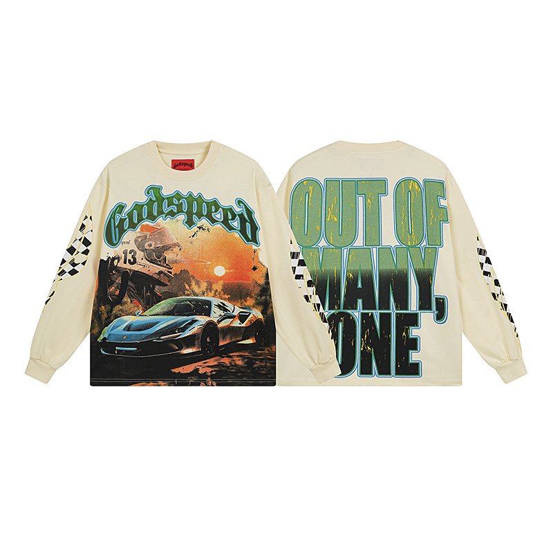 Godspeed Out of Many One Racing Graphic Long-Sleeve T-Shirt — hero