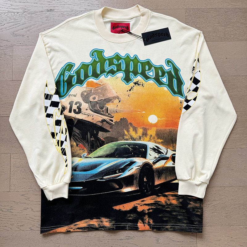 Godspeed Out of Many One Racing Graphic Long-Sleeve T-Shirt — context