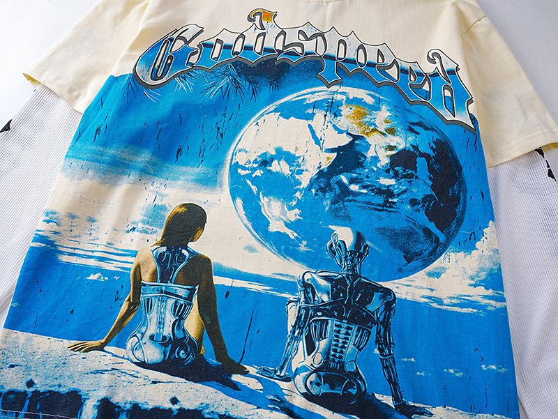 Godspeed E Pluribus Unum Faux Layered Long-Sleeve T-Shirt — detail