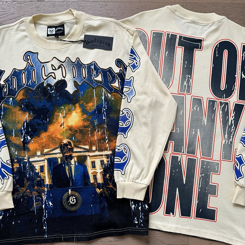 Godspeed Out of Many One Graphic Long-Sleeve T-Shirt — comparison