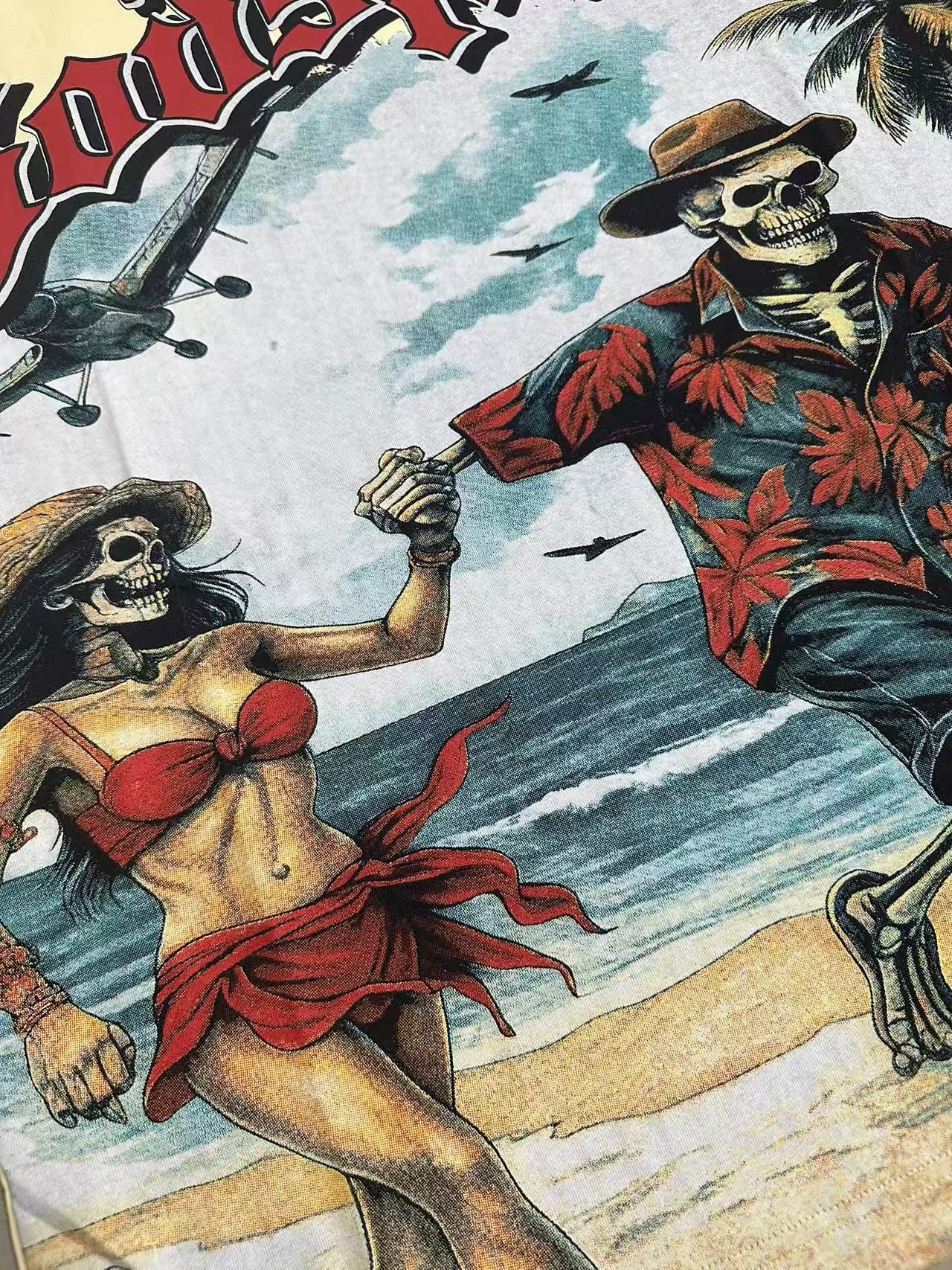 Godspeed Beach Skeleton Graphic T-Shirt — detail