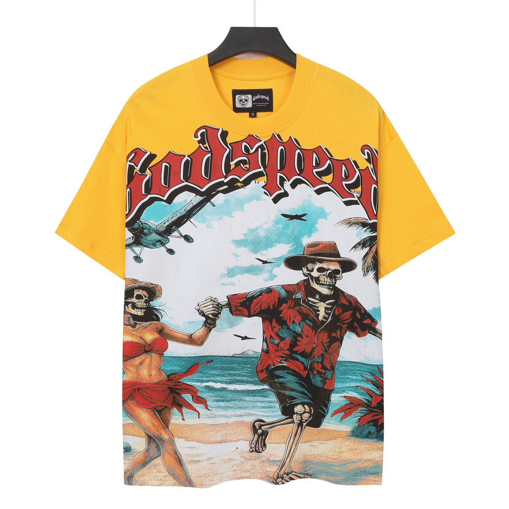 Godspeed Beach Skeleton Graphic T-Shirt — hero