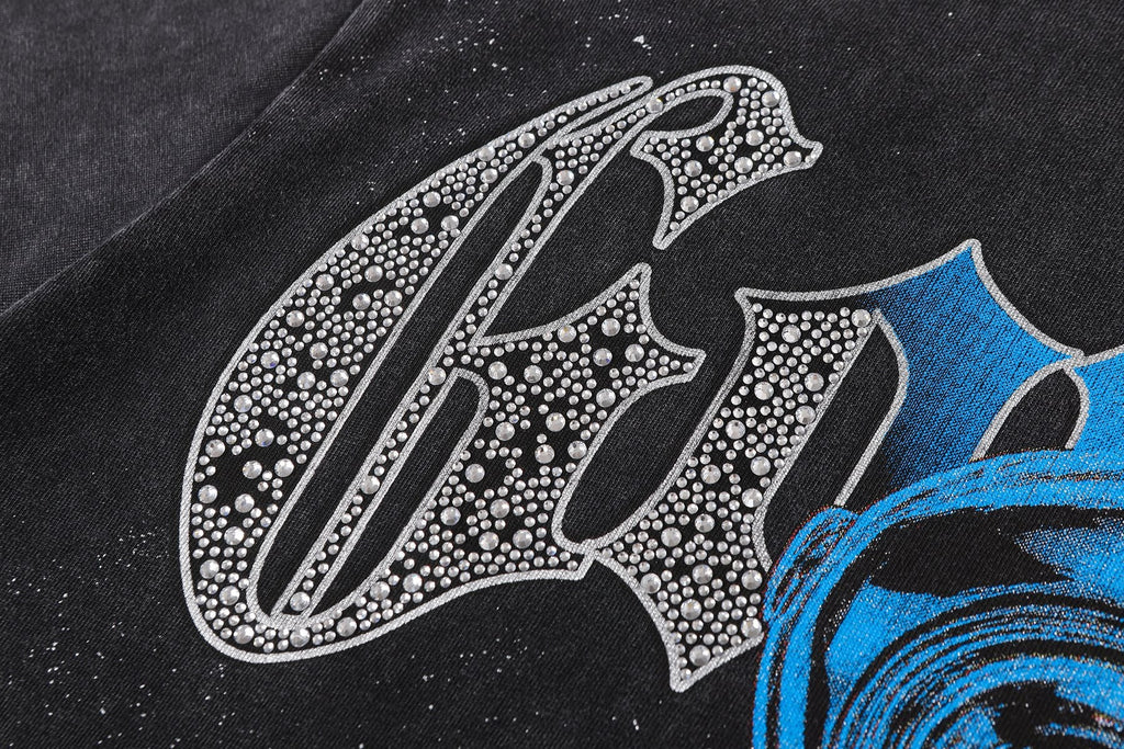 Godspeed Blue/Red Graphic Short-Sleeve T-Shirt — detail