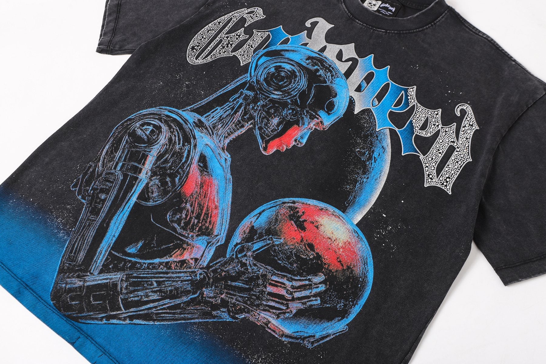 Godspeed Blue/Red Graphic Short-Sleeve T-Shirt — detail