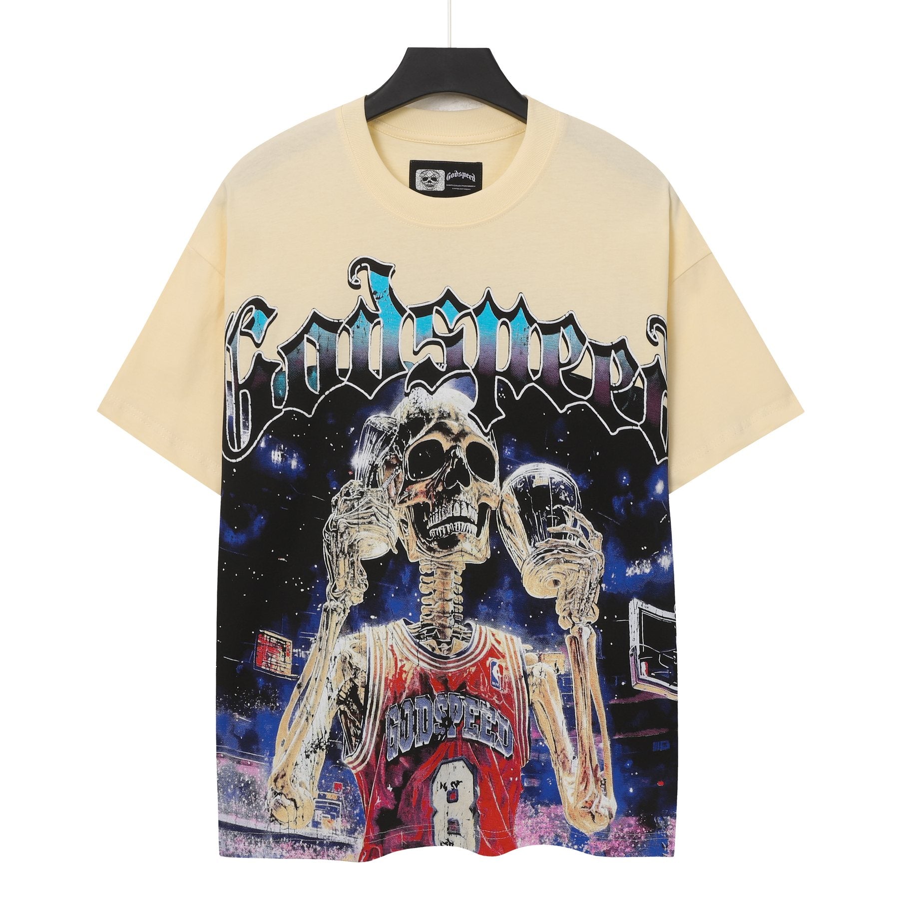 Godspeed Skeleton Basketball Graphic T-Shirt — front