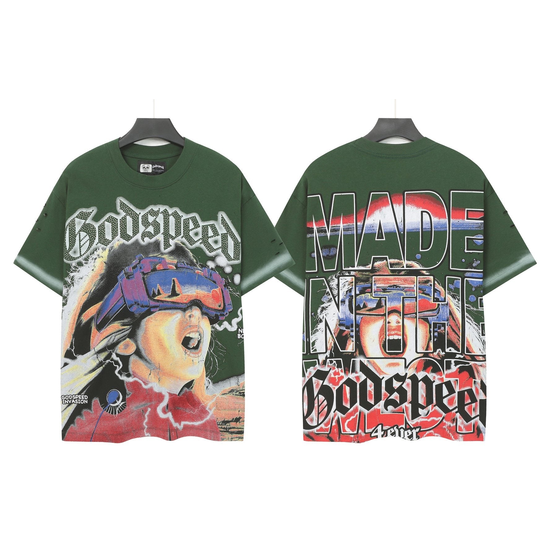 Godspeed New Born Rhinestone Graphic T-Shirt — front