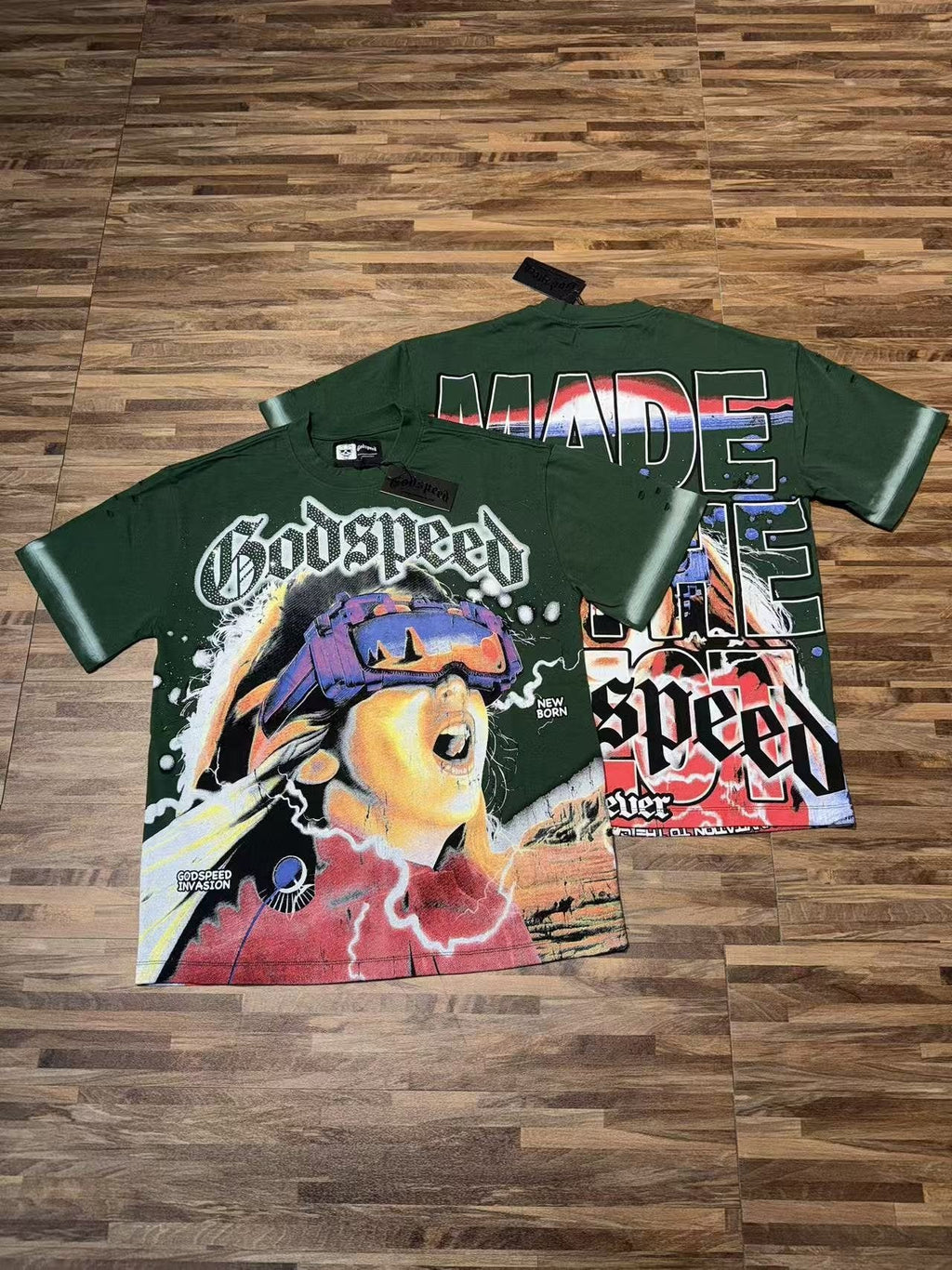 Godspeed New Born Rhinestone Graphic T-Shirt — context