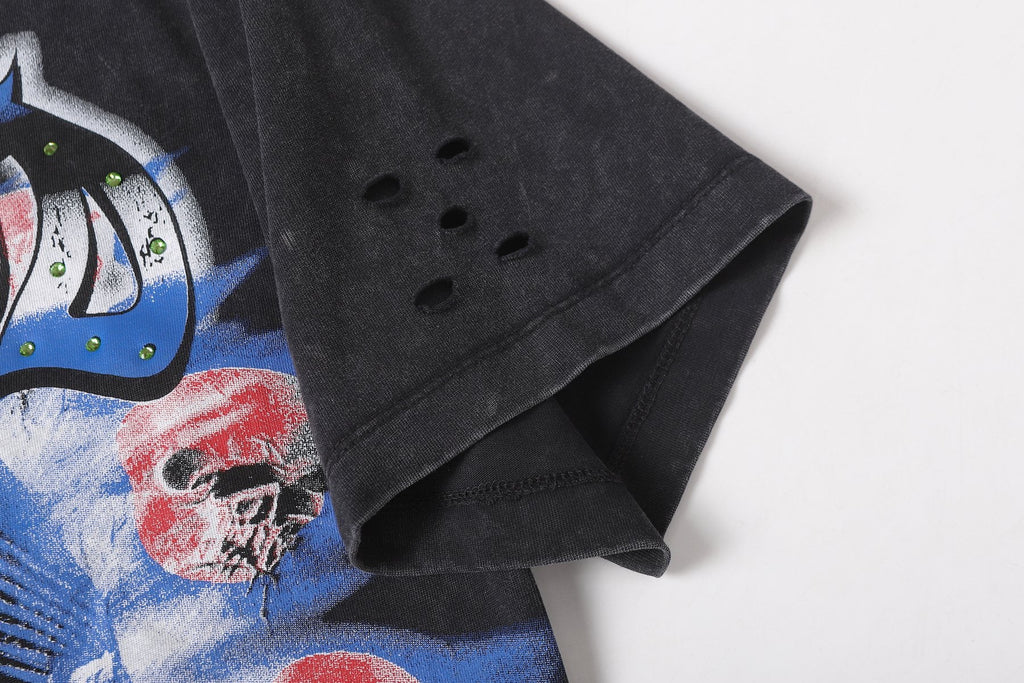 Godspeed Born to Raise Hell Distressed Graphic T-Shirt — detail