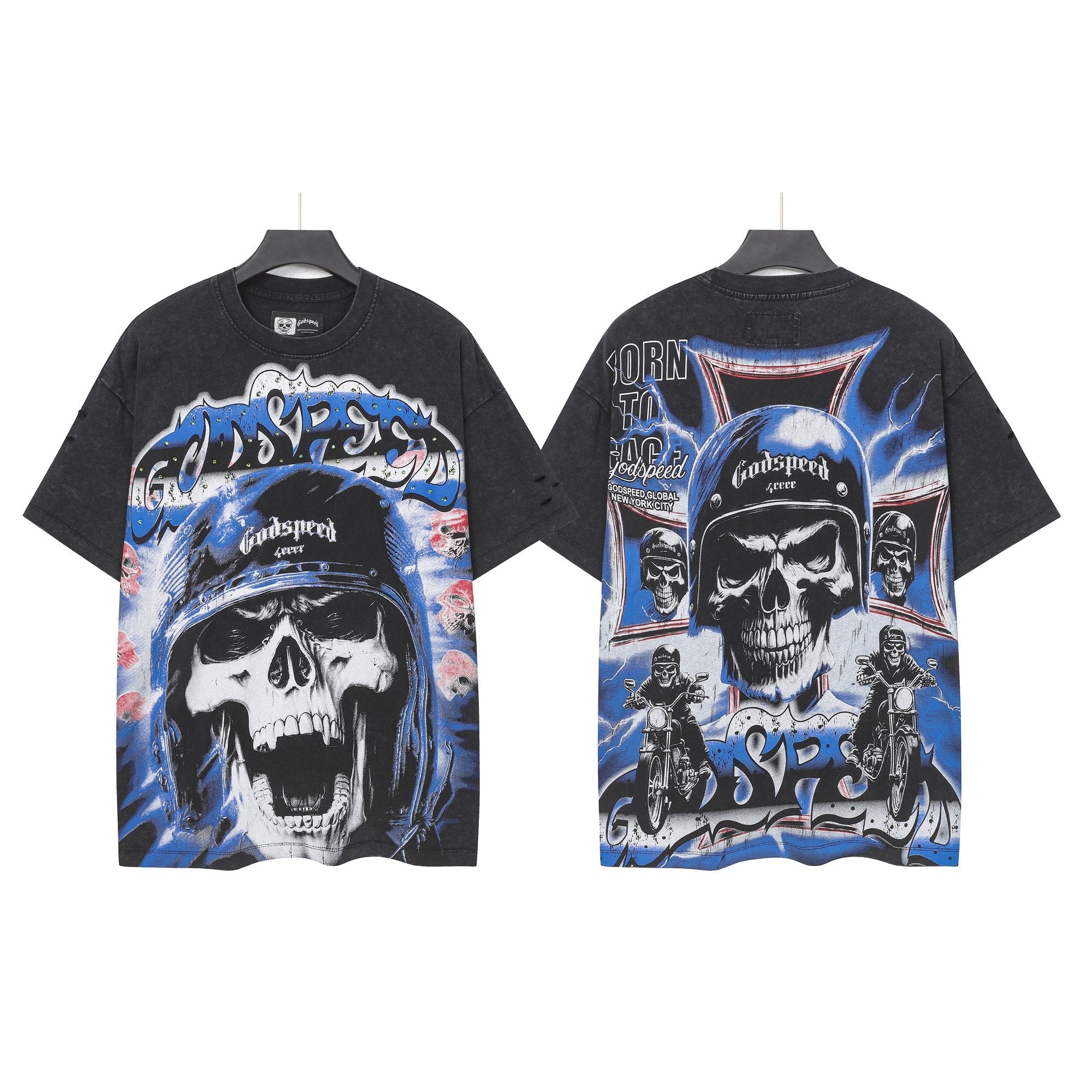 Godspeed Born to Raise Hell Distressed Graphic T-Shirt — hero