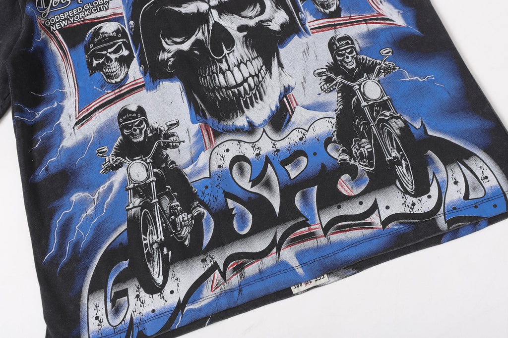 Godspeed Born to Raise Hell Distressed Graphic T-Shirt — detail