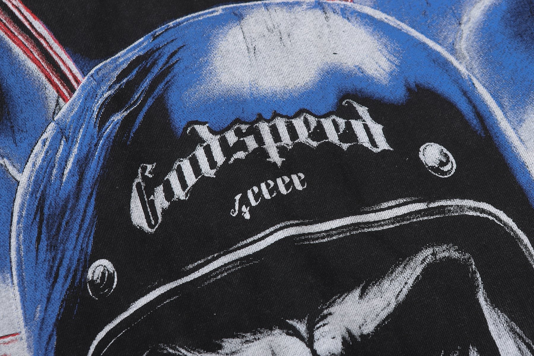 Godspeed Born to Raise Hell Distressed Graphic T-Shirt — detail