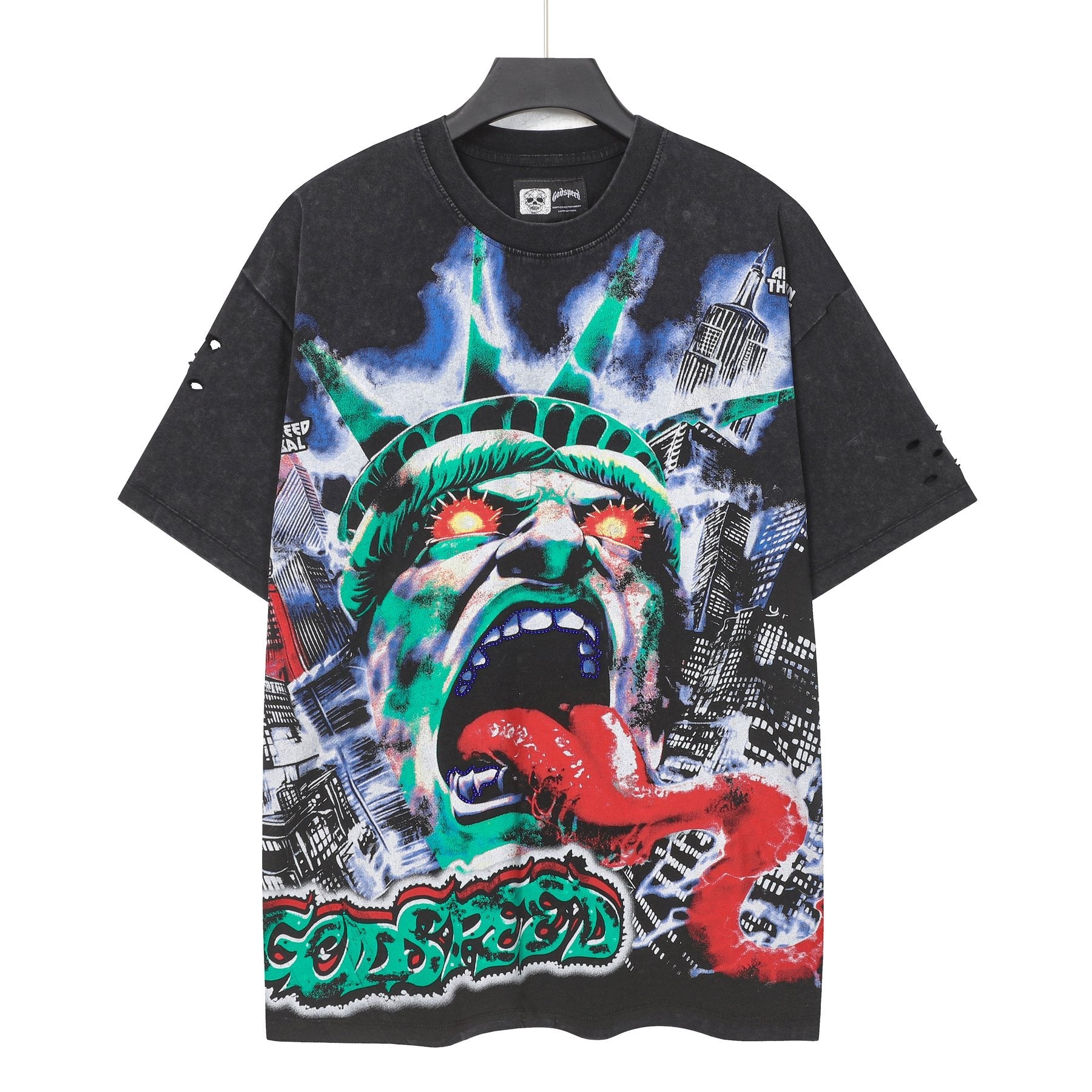 Godspeed Statue of Liberty Graphic T-Shirt — front