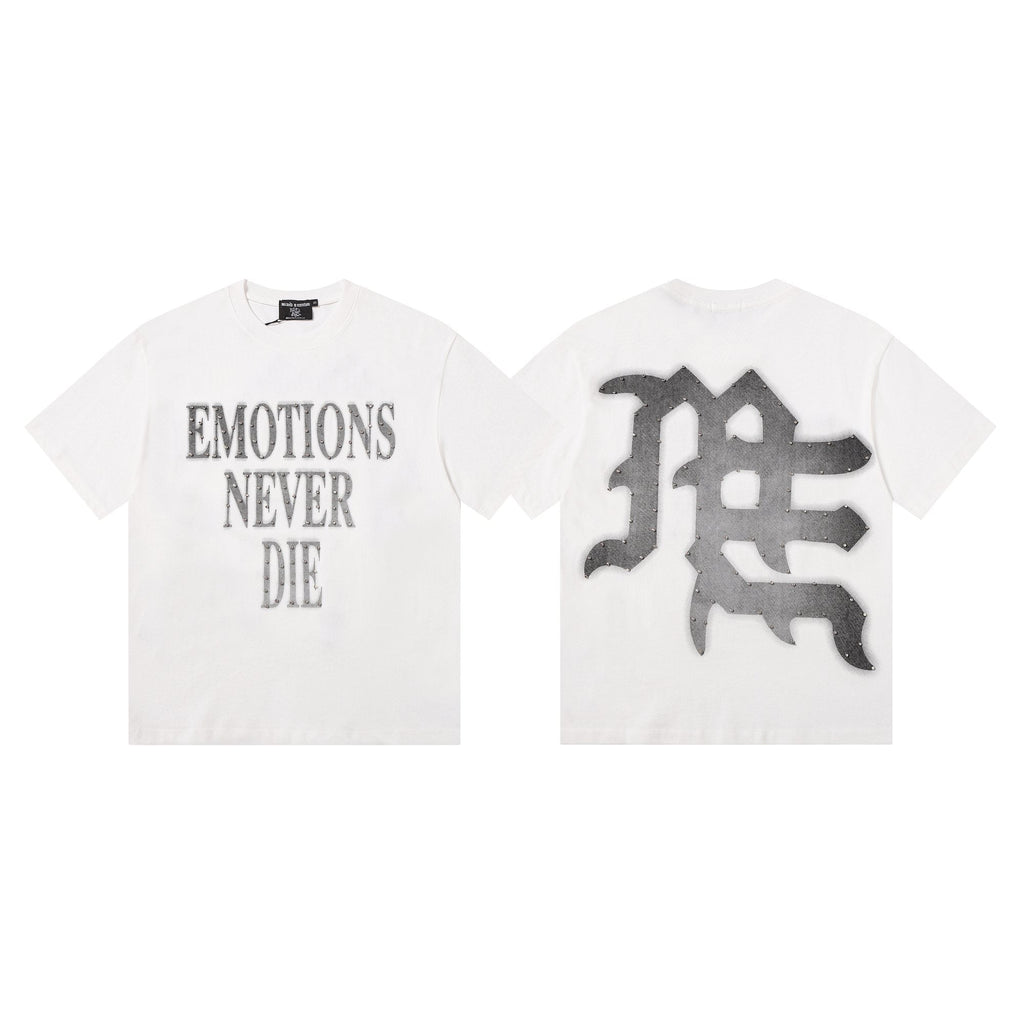 MIXED EMOTION Front Text & Back Logo T-Shirt — hero