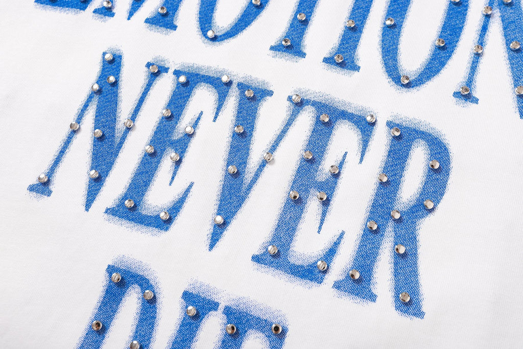MIXED EMOTION Never Die Graphic Short-Sleeve T-Shirt — detail