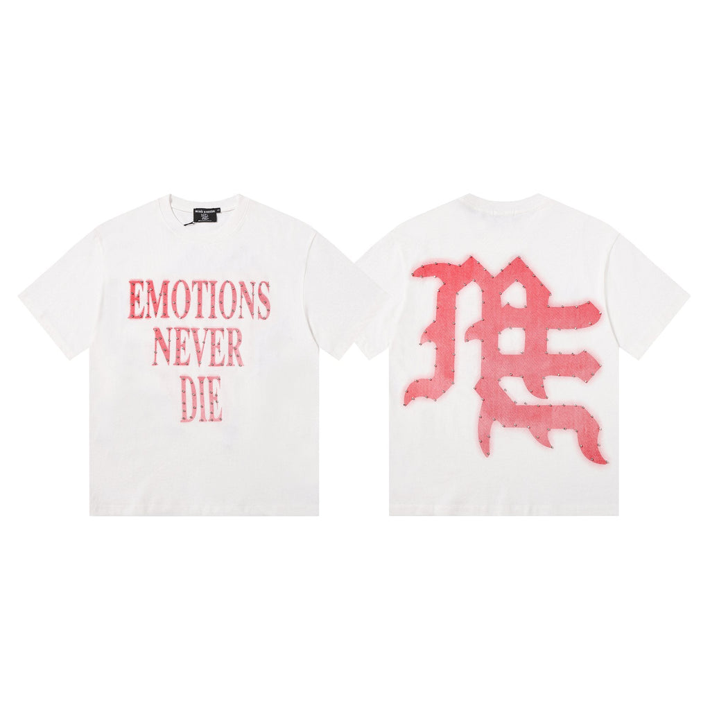 MIXED EMOTION Never Die Studded Graphic T-Shirt — hero