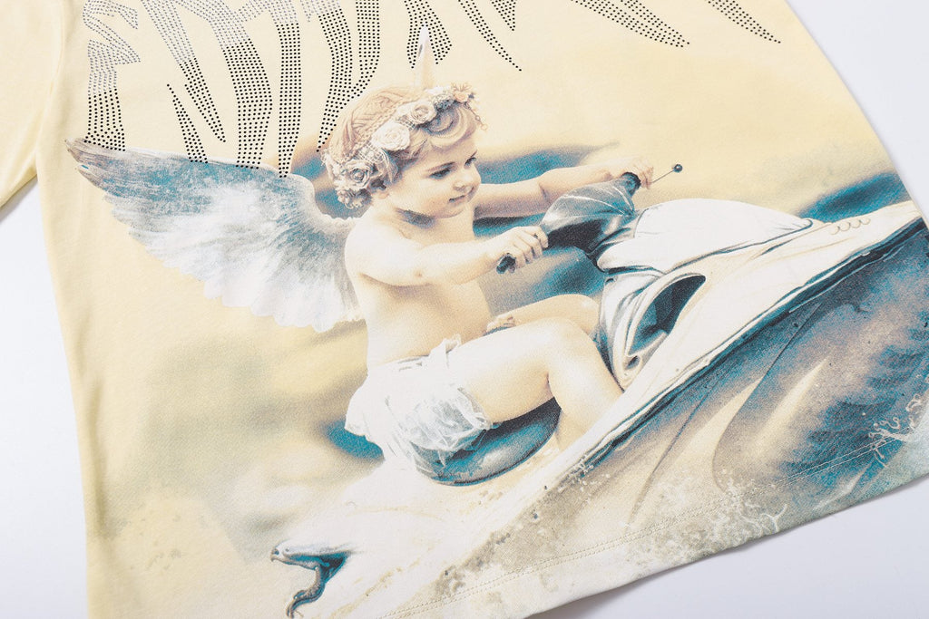 MIXED EMOTION Angel Graphic Short-Sleeve T-Shirt — detail