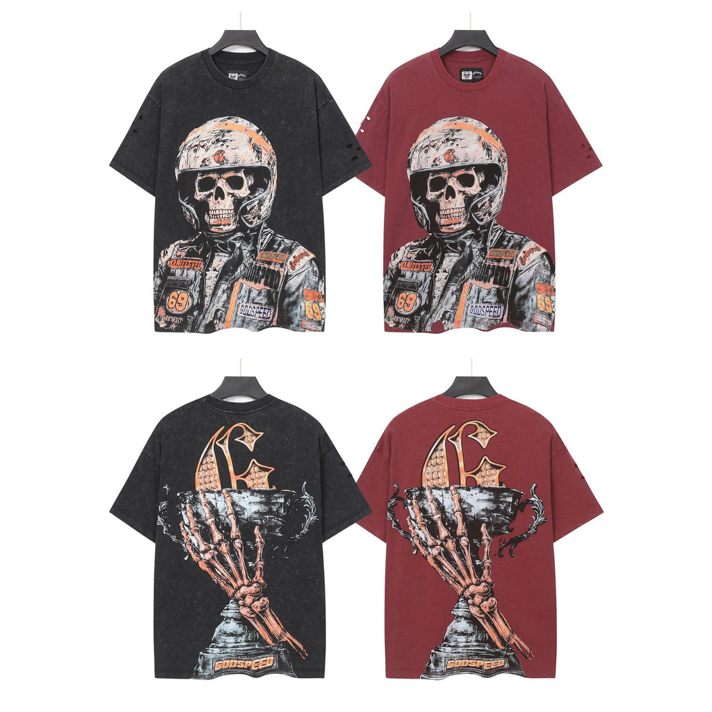 Godspeed Distressed Rhinestone Graphic T-Shirt — context