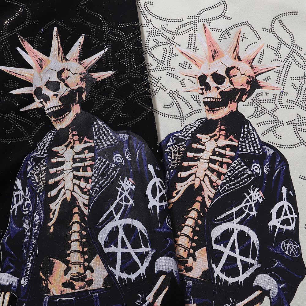 BKYS Revival Skeleton Rhinestone Graphic T-Shirt — detail