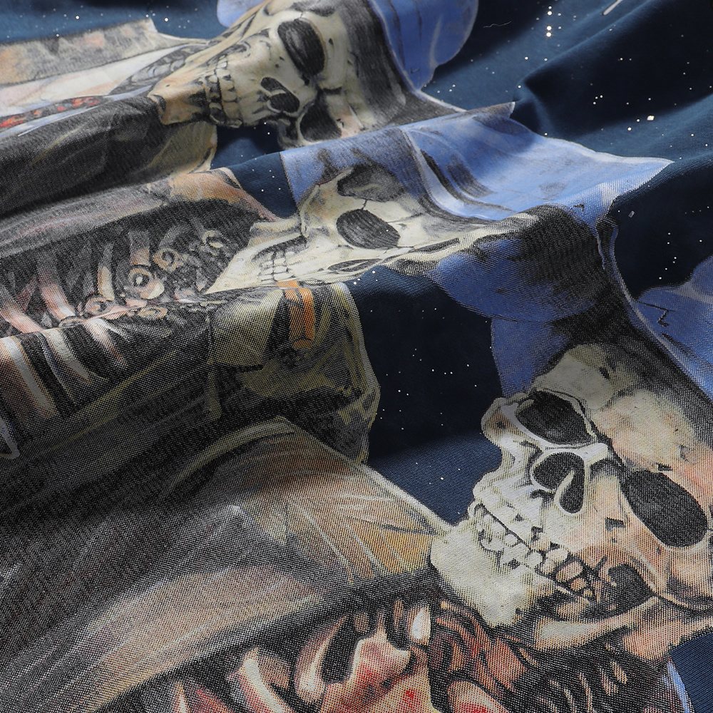 BKYS Revival Rock Skeleton Graphic Short-Sleeve T-Shirt — detail