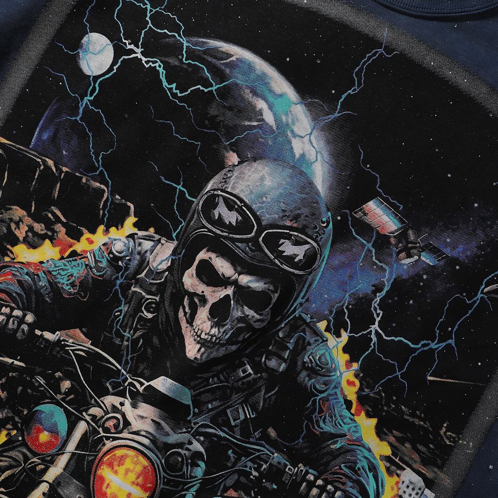 BKYS Revival Rider Skeleton Motorcycle Graphic T-Shirt — detail